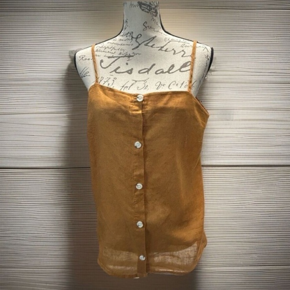 Old Navy Linen | Cotton Tank Dressy Button Closure‎ Burnt Orange Size XL New